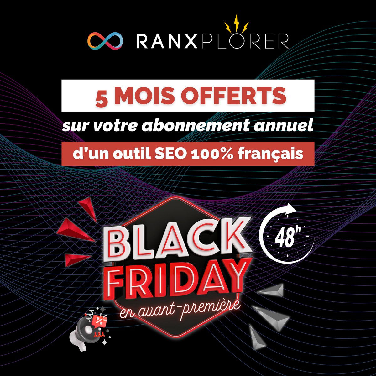 ranxplorer's tweet photo. 🔥 Black Friday démarre en avance chez Ranxplorer !
Pendant 48H seulement : 5 MOIS OFFERTS sur votre abonnement annuel !
👉 Profitez-en ici : https://t.co/C9z5YdzXmb https://t.co/RP2v2d4Jgk