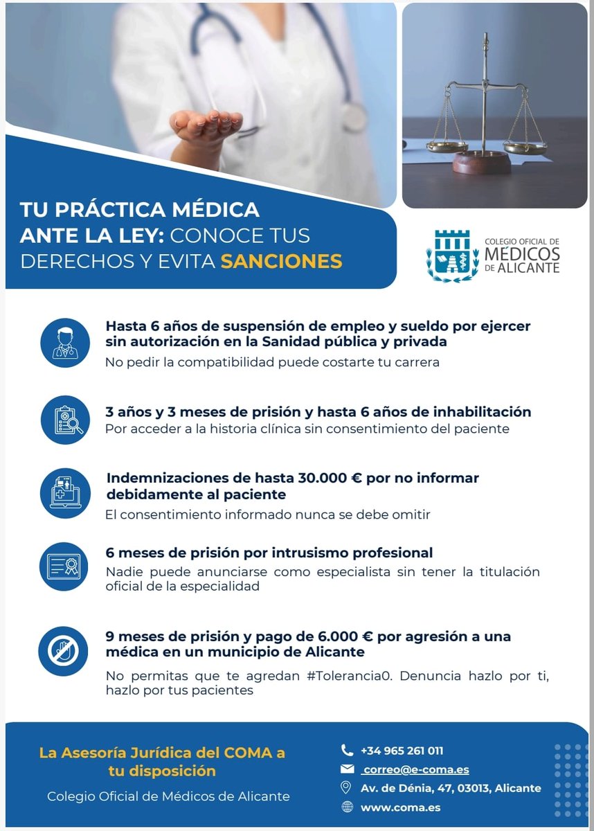 Hoy se ha celebrado en el Hospital Universitario Vega Baja la sesión jurídica “Tu práctica médica ante la ley”, organizada por el Colegio Oficial de Médicos de Alicante.
Inaugurada y clausurada por el gerente, Mario Medina. Gran participación y excelente acogida.