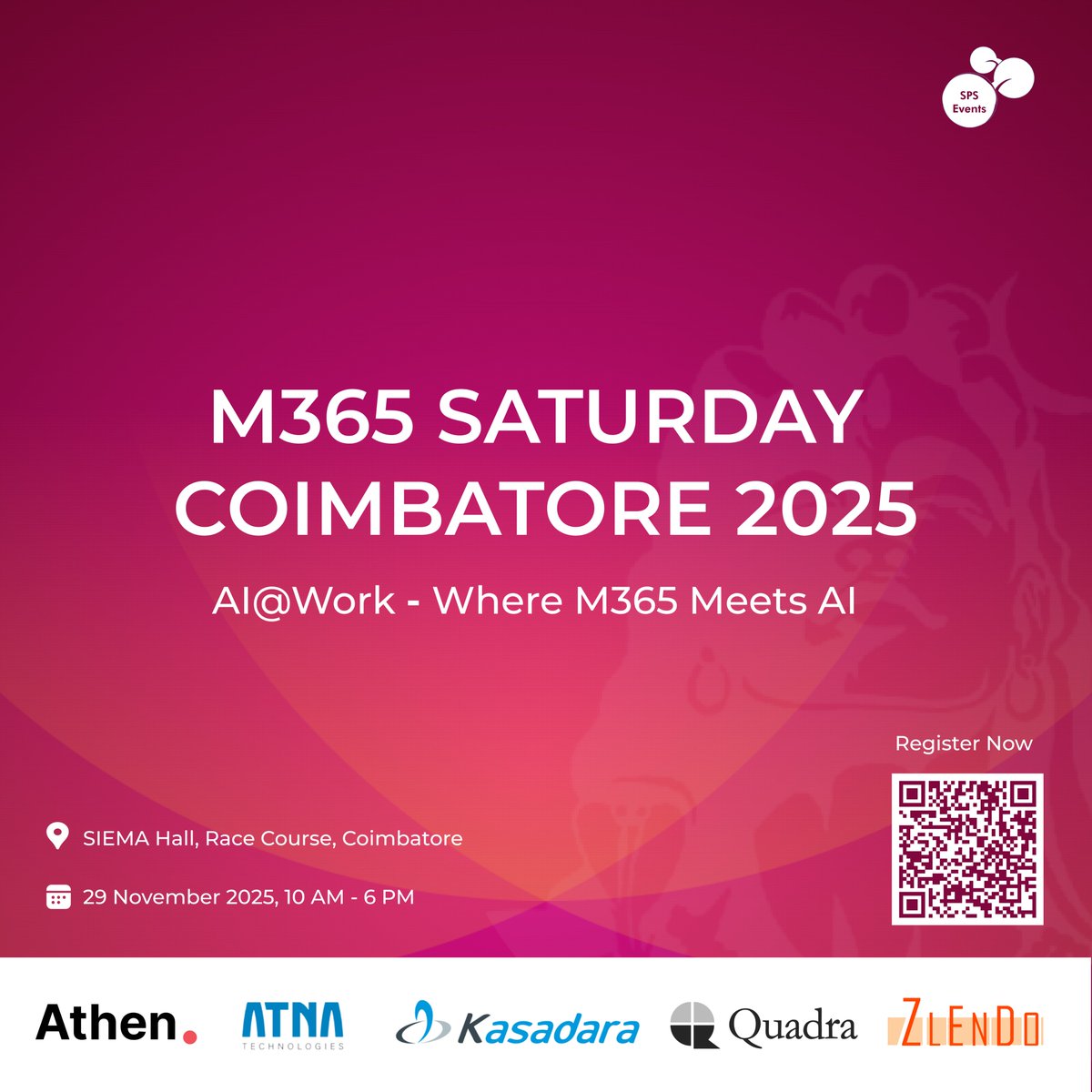 𝟯 𝗱𝗮𝘆𝘀 𝘁𝗼 𝗴𝗼!
Don’t miss #M365 Saturday Coimbatore 2025.

Secure your seat and be part of Coimbatore’s biggest Microsoft &amp; AI community event.

𝗗𝗮𝘁𝗲: Nov 29, 2025
𝗣𝗹𝗮𝗰𝗲: SIEMA Hall, Coimbatore
𝗥𝗲𝗴𝗶𝘀𝘁𝗿𝗮𝘁𝗶𝗼𝗻 𝗹𝗶𝗻𝗸: tickettailor.com/events/m365sat…
