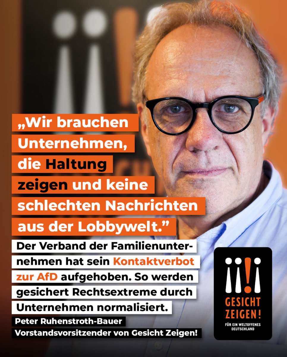 #Familienunternehmen #Brandmauer #KeineNormalisierungRechtsextremer 
via <a href="/GesichtZeigen/">Gesicht Zeigen!</a>