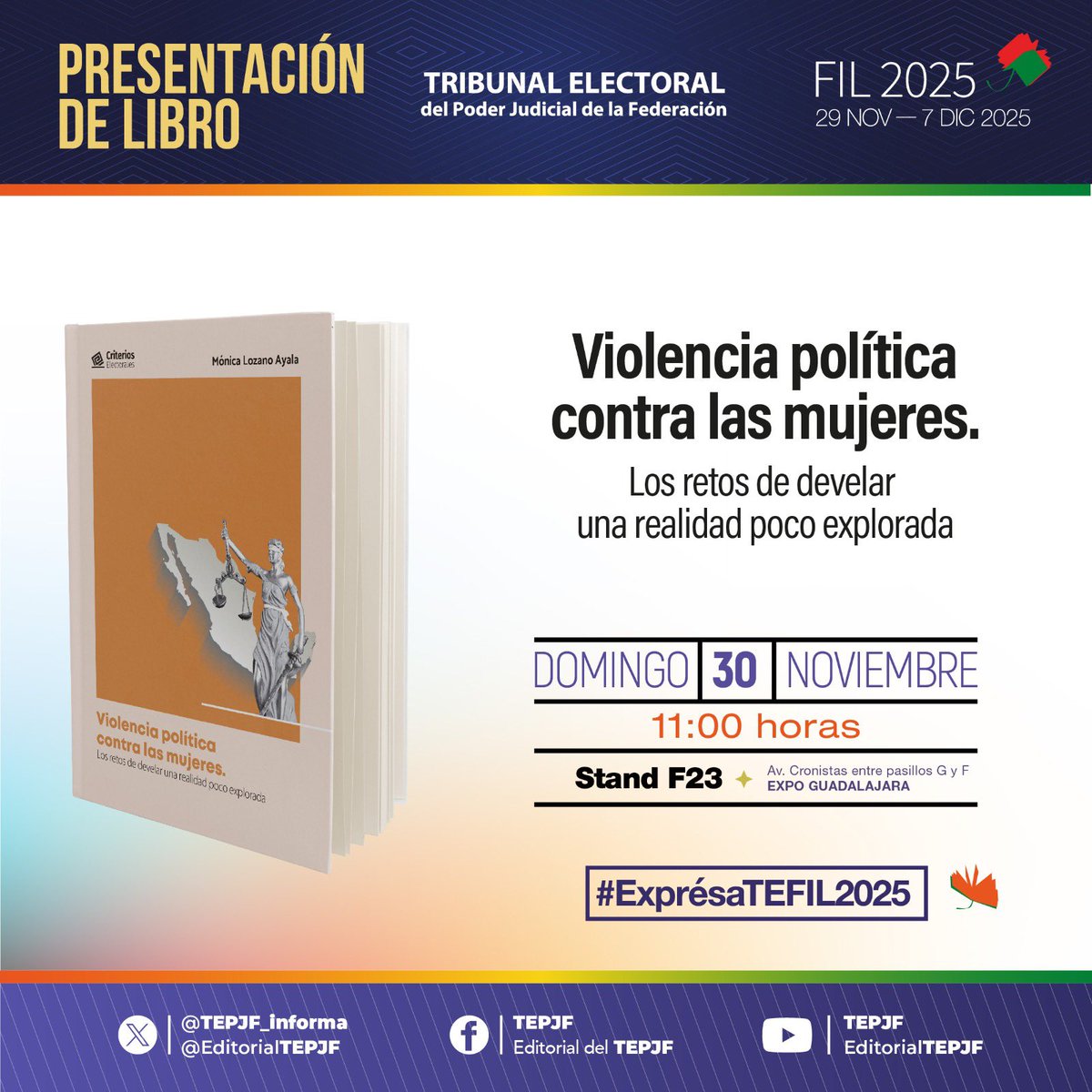 Haarmonyca's tweet photo. 🟠 Un día naranja más y pocas cosas menos. 

Platiquemos sobre violencia política contra las mujeres en la @FILGuadalajara , este domingo 30 de noviembre a las 11:00 h en el stand @EditorialTEPJF del @TEPJF_informa 

📖 Descárgalo en:
https://t.co/siSmocPUXX https://t.co/f5BxuJZQHO