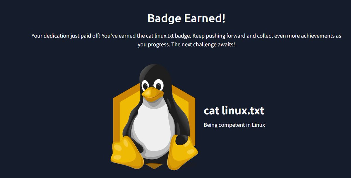 akky743793's tweet image. #RaiseTech #tryhackme
🌟2025.11.25(朝~夜)      
《THM》DAY2:Linux Fundamentals Part 3:30分

✍感想
・topコマンドを知りました。

・新しいバッジをゲット

・目標時間内で終わるのは、さすがに厳しい。💦