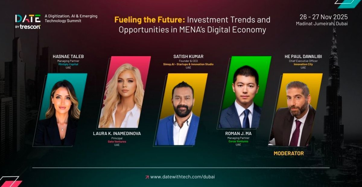 CerasVentures's tweet photo. The future of the MENA digital economy is being fueled 🚀 Ceras Ventures will be attending the DATE Summit, diving into the investment trends shaping the region.
Join our Managing Partner, @roman_xyz2100, as he joins a pivotal panel on Nov 26 in Dubai, UAE 🇦🇪
#MENAtech #VentureCapital #DigitalEconomy #DATEsummit