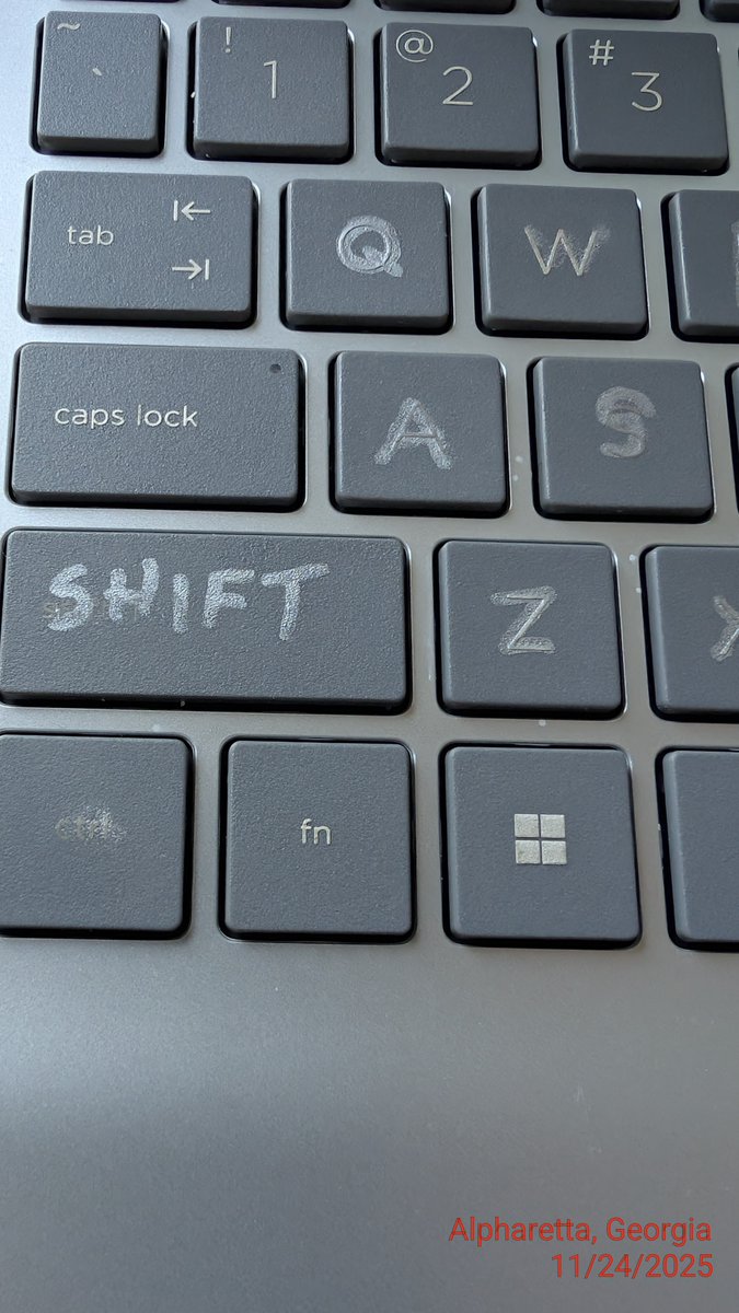 telrod11's tweet photo. @HP @HPSupport 

9 month old laptops should not have the keys wearing so you can't see their labels.

#UnderWarranty
#ShouldbeCovered

I should not have to paint over them https://t.co/VTkdJUISL3
