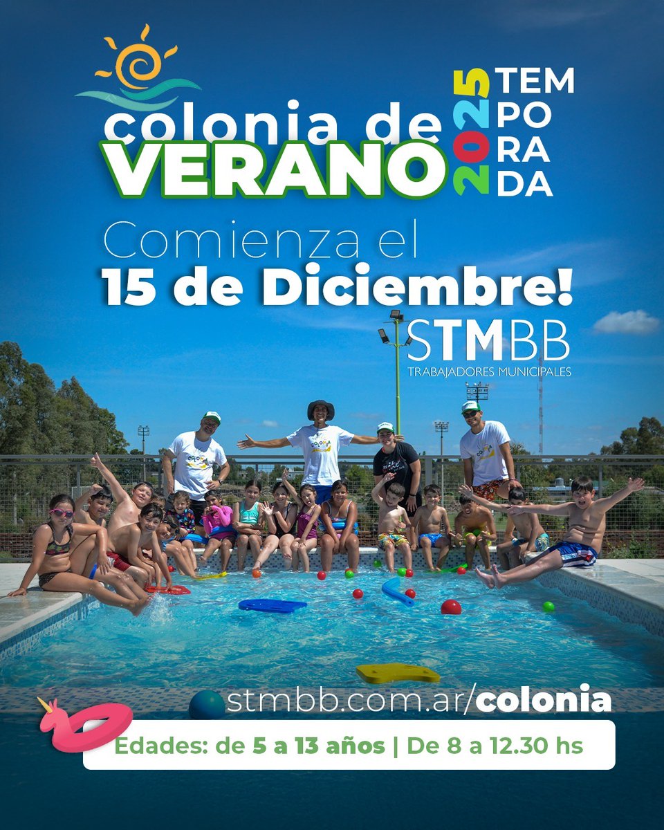 🌞 ¡Se viene la Colonia de Verano STMBB 2025! 🌞

Ya está abierta la preinscripción para la Colonia que comienza el 15 de diciembre, pensada para que las chicas y los chicos disfruten el verano con deporte, juegos y actividades recreativas.