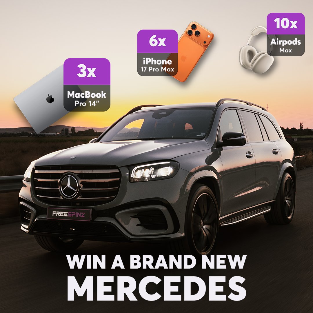 FreeSpinzCasino's tweet image. There&apos;s a week left on our Mercedes-Benz giveaway! 🚨 

Claim your free ticket right now on FreeSpinz to participate! 🎟

1 person who likes, retweets and follows us will win $100! 🔥