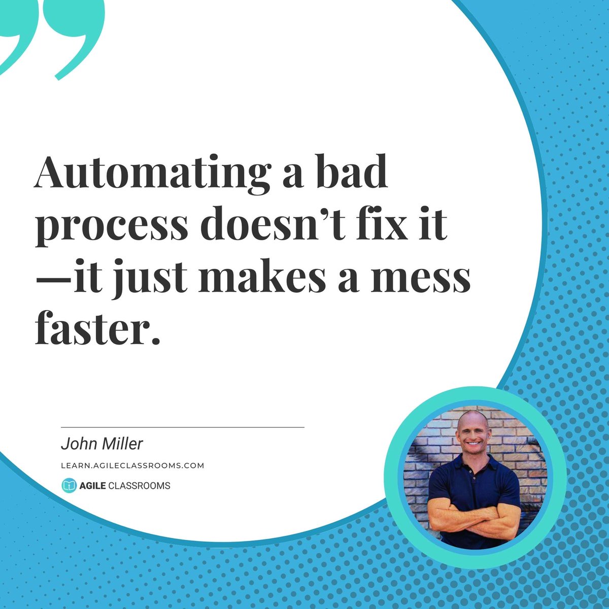 agileschools's tweet image. Automating dysfunction doesn’t create efficiency—it just multiplies the waste. #ProcessImprovement