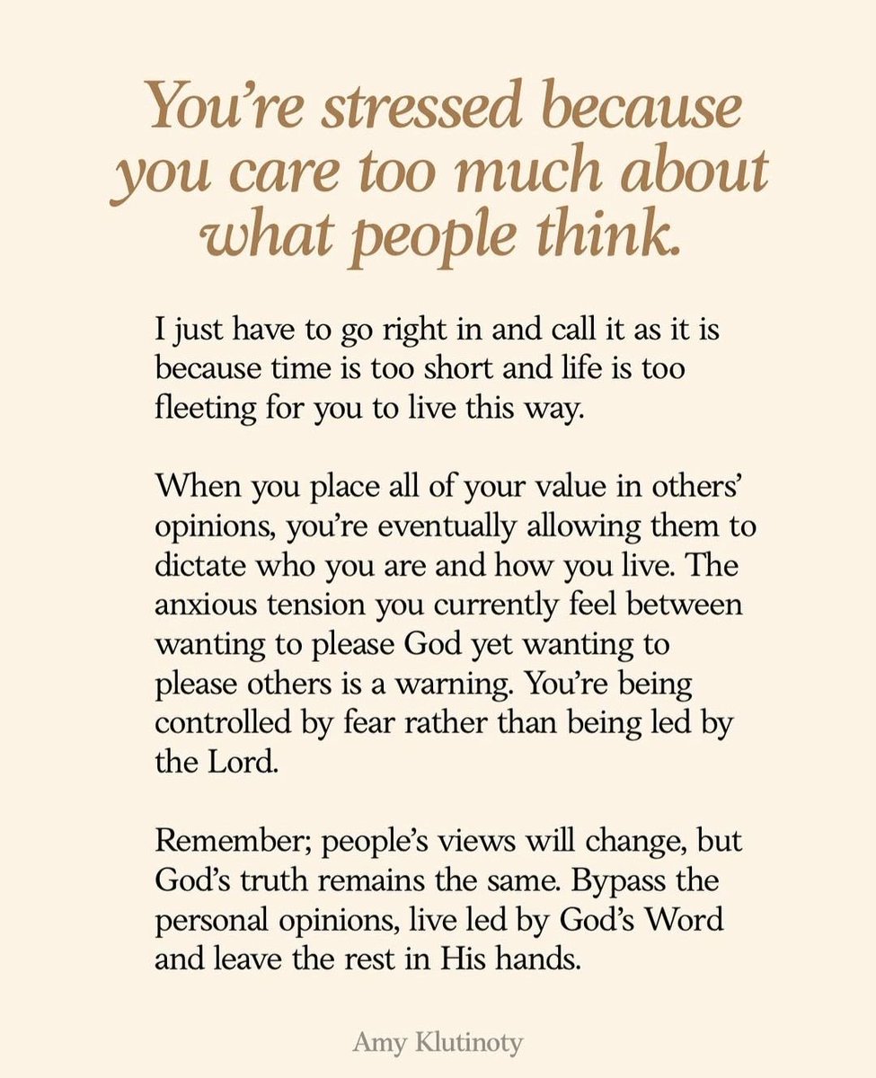 Good Morning Everyone,Have a wonderful day.If We Think about what people thinks about,Us .No matter what Give  it to God .✝️✝️🕊️🕊️🙏