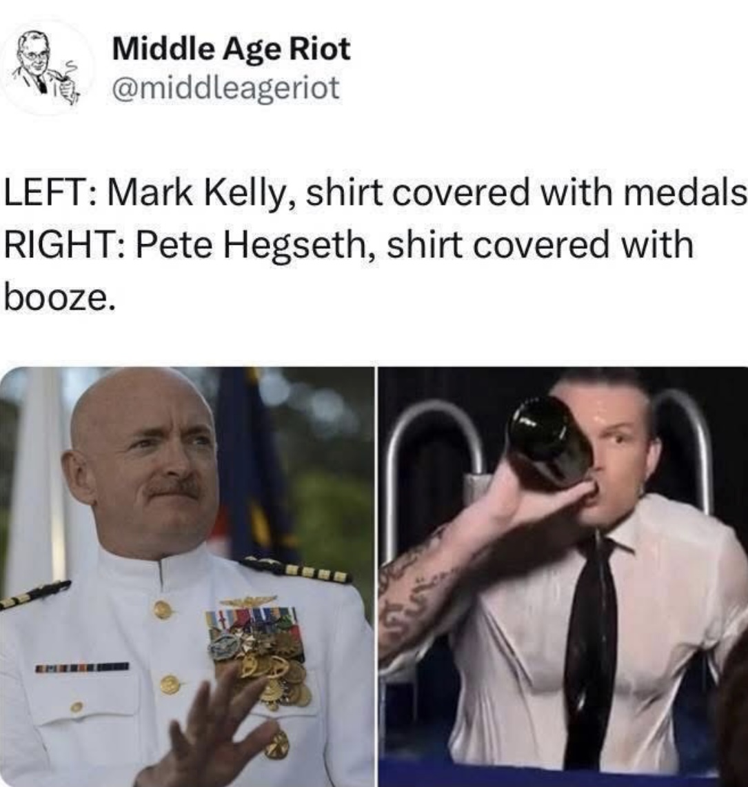 841920Meema6's tweet image. Who should be investigated by The Pentagon?
Pete Hegseth-A drunk &amp;amp; unqualified asshole who divulged national security secrets in #Signalgate
Or
An actual HERO @captmarkkelly.bsky.social who is speaking truth vs the fake macho-dude who can&apos;t do 1 pull-up?
youtu.be/6A3kC2h2Bu8?si…