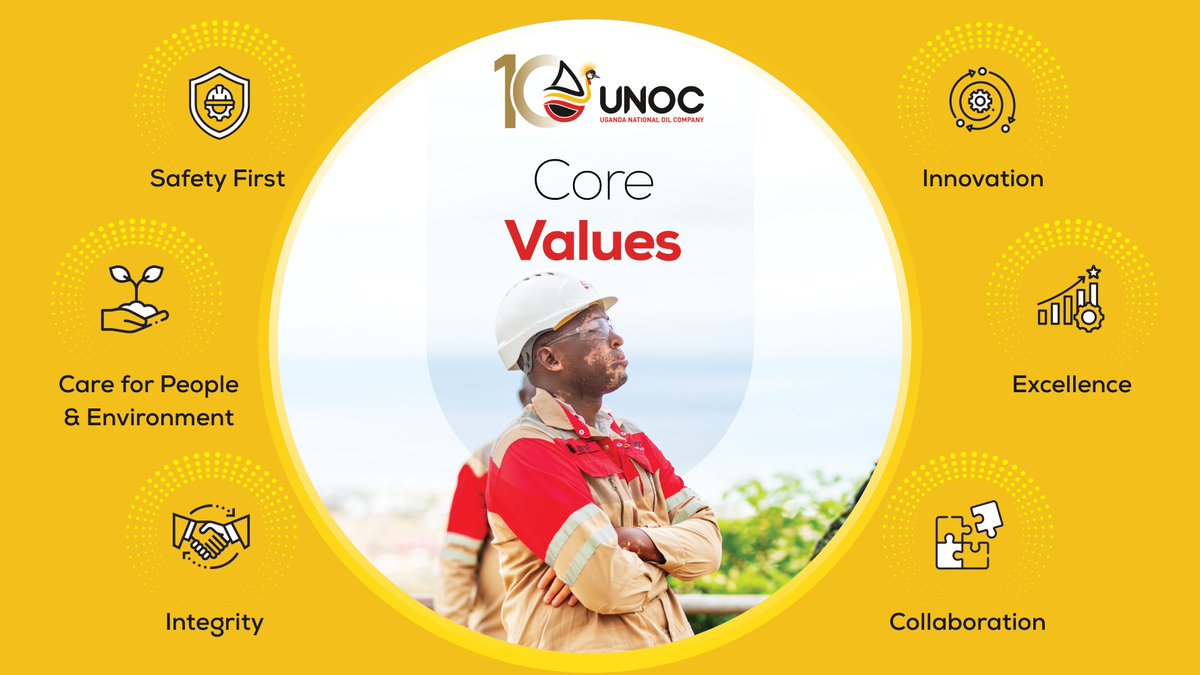 At UNOC,  our work is guided by a strong set of core values that define who we are, how we operate, and the impact we strive to make. These values shape our culture, inspire our people, and ensure that we consistently deliver on our mandate to responsibly manage Uganda’s