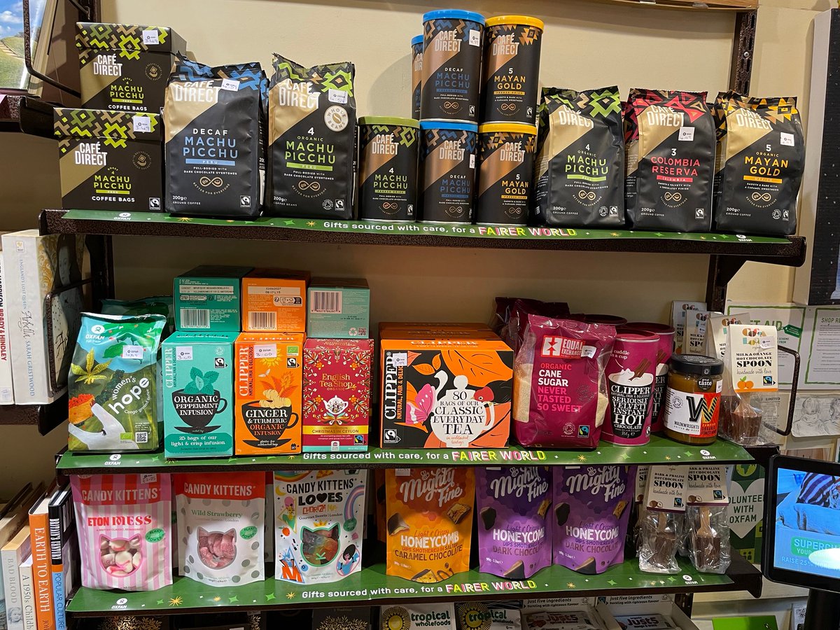 OxfamBooksREX's tweet image. 1/2: Why not beat the winter chills this week with our heart warming selection of #SourcedByOxfam products, including our #Fairtrade English Breakfast, Everyday &amp;amp; Earl Grey teas, Divine Smooth &amp;amp; Clipper hot chocolates, Cafe Direct coffee beans &amp;amp; more in-store!⁠ ☕️❄️😍💚