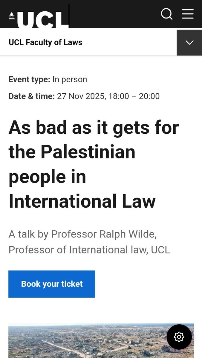FranceskAlbs's tweet image. THIS THURSDAY IN LONDON 🇬🇧
Glad to see Ralph Wilde continue to give prestige to UCL by creating space to discuss the abomination of our time: Palestine, aka where multilateralism fails humanity despite 80 years of int&apos;l law developments to preserve it. 

ucl.ac.uk/laws/events/20…