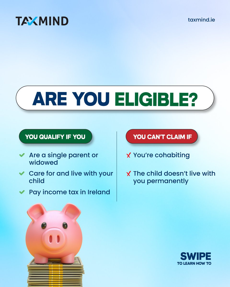 TaxmindIreland's tweet photo. Being a single parent means you’re juggling everything at once, work, home, bills, and your child’s future.

But your tax relief shouldn’t be another thing on that list.

If you qualify for the Single Parent Child Tax Credit, it could reduce your tax bill. https://t.co/K28bvrwWn4