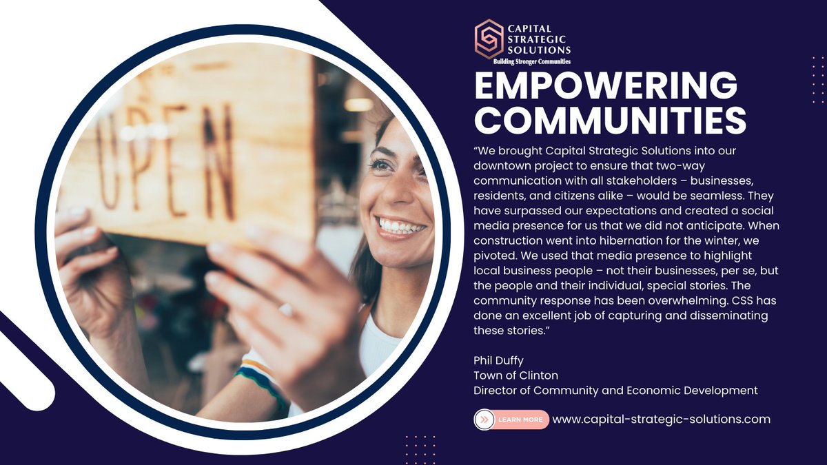 CSS_Mass's tweet image. 🌟 Driving Community Success!

Through strategic planning and innovative solutions, we help municipalities and businesses achieve their goals. 

Let’s build a stronger future together!
 🔗 ow.ly/Mk2E50VaBxu 

#CommunityBuilding #StrategicConsulting #Innovation