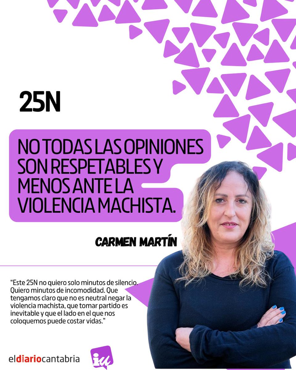 🟣No todas las opiniones son respetables y menos ante la violencia machista.

📰En el #25N, escribe nuestra compañera, <a href="/CarmenRamone/">Carmen Martín</a>, en <a href="/DiarioCantabria/">eldiariocantabria</a>.

eldiariocantabria.publico.es/opinion/carmen…