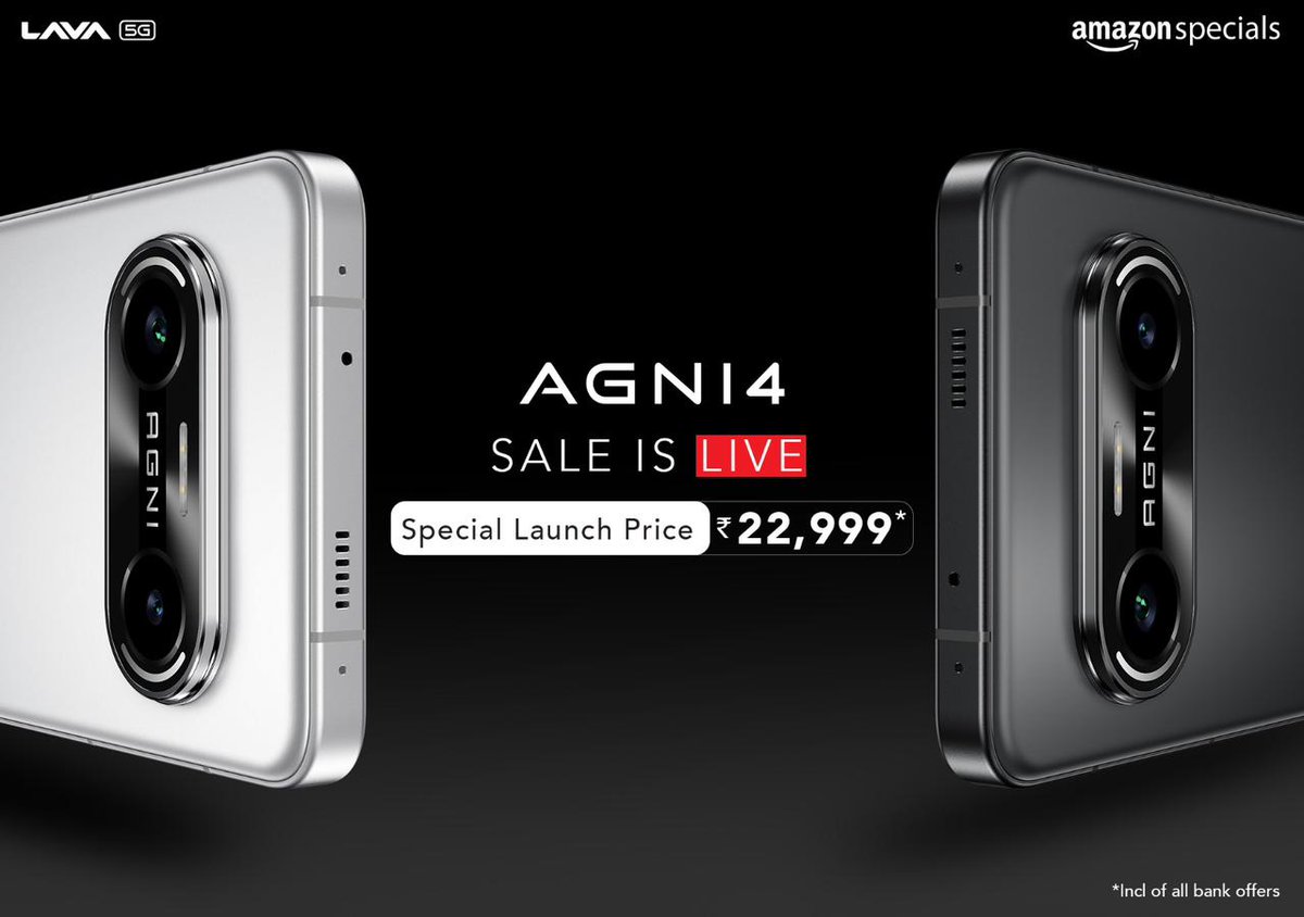 yabhishekhd's tweet image. Lava Agni 4 is now on sale.
Purchase link: 👇
amzn.to/4puMp2
8GB+256GB 💰 ₹22,999 (including card off)

It features MediaTek’s Dimensity 8350 SoC, LPDDR5X RAM, UFS 4.0 storage, a USB 3.2 Gen 1 port, a metal frame, an X-axis linear motor for haptics, a 5000mAh battery,…