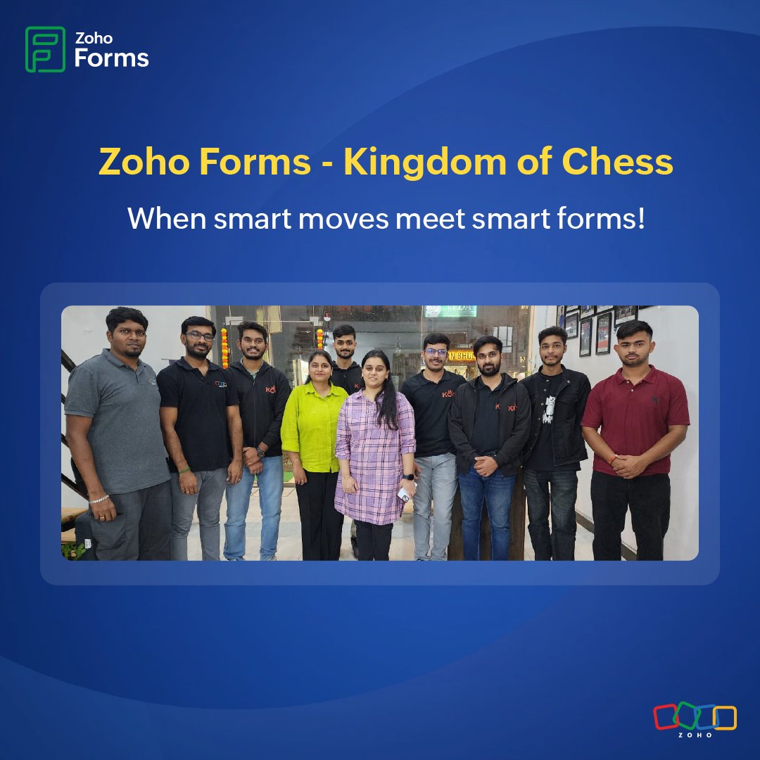 ZohoForms's tweet image. We had the best time visiting The Kingdom of Chess to learn how they use Zoho Forms to streamline operations, had meaningful conversations bouncing ideas and listening to their journey.

Read more of our customer stories: zurl.co/nsJXx 

#ZohoForms  #CustomerStory