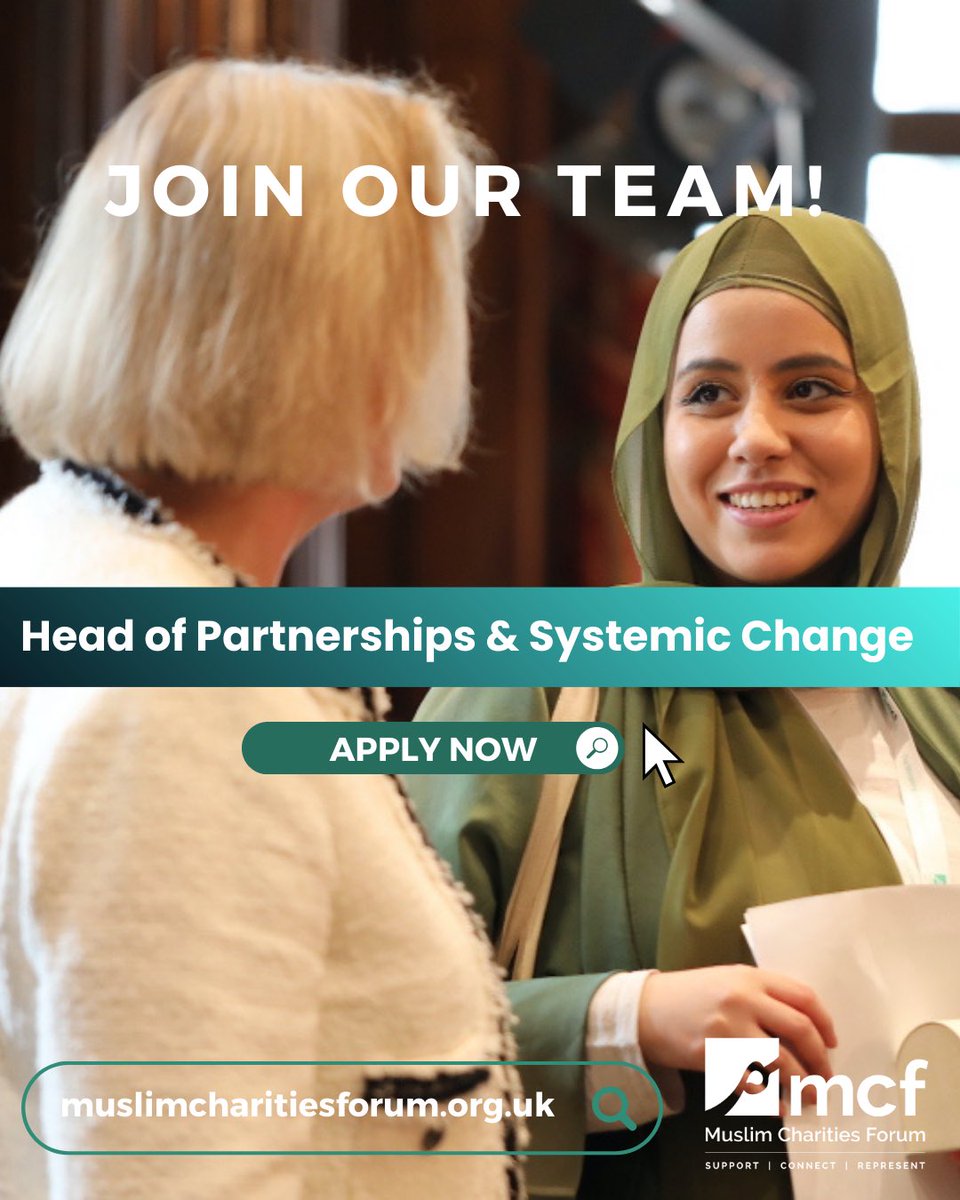We are hiring a new Head of Partnership &amp; Systemic Change #TeamMCF

Check out the posts and apply now via: muslimcharitiesforum.org.uk/vacancies/ or simply tap the link in our bio!

#charityjobs #hiringnow #TogetherWeCan