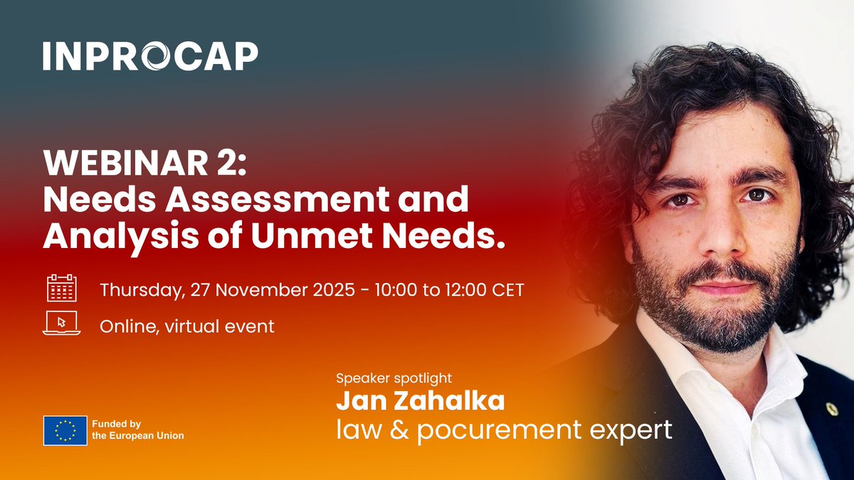 InprocapProject's tweet image. 🎤 Speaker spotlight: Jan Zahálka at #INPROCAP #Webinar 2 on #Innovation_procurement - 27 Nov, 10:00–12:00 CET.
Procurement &amp;amp; medical law #expert with 100+ tenders and deep healthcare experience.
👉 Register: shorturl.at/ggMkK