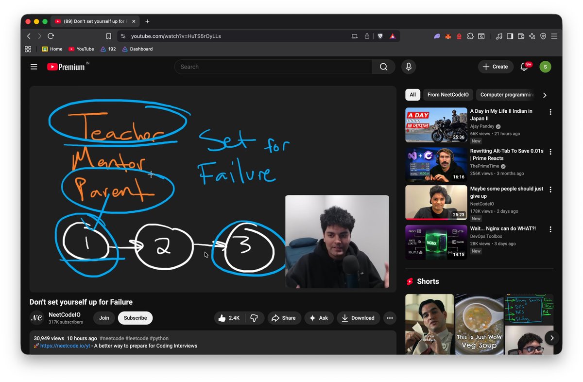 just saw the video and yeah now its hitting me that i am at 3 level where i dont ask question and dont solve on my own just let it be the way it is 

but now thinking that i should change my mindset and not just let go things 
thanks man for this <a href="/neetcode1/">NeetCode</a>