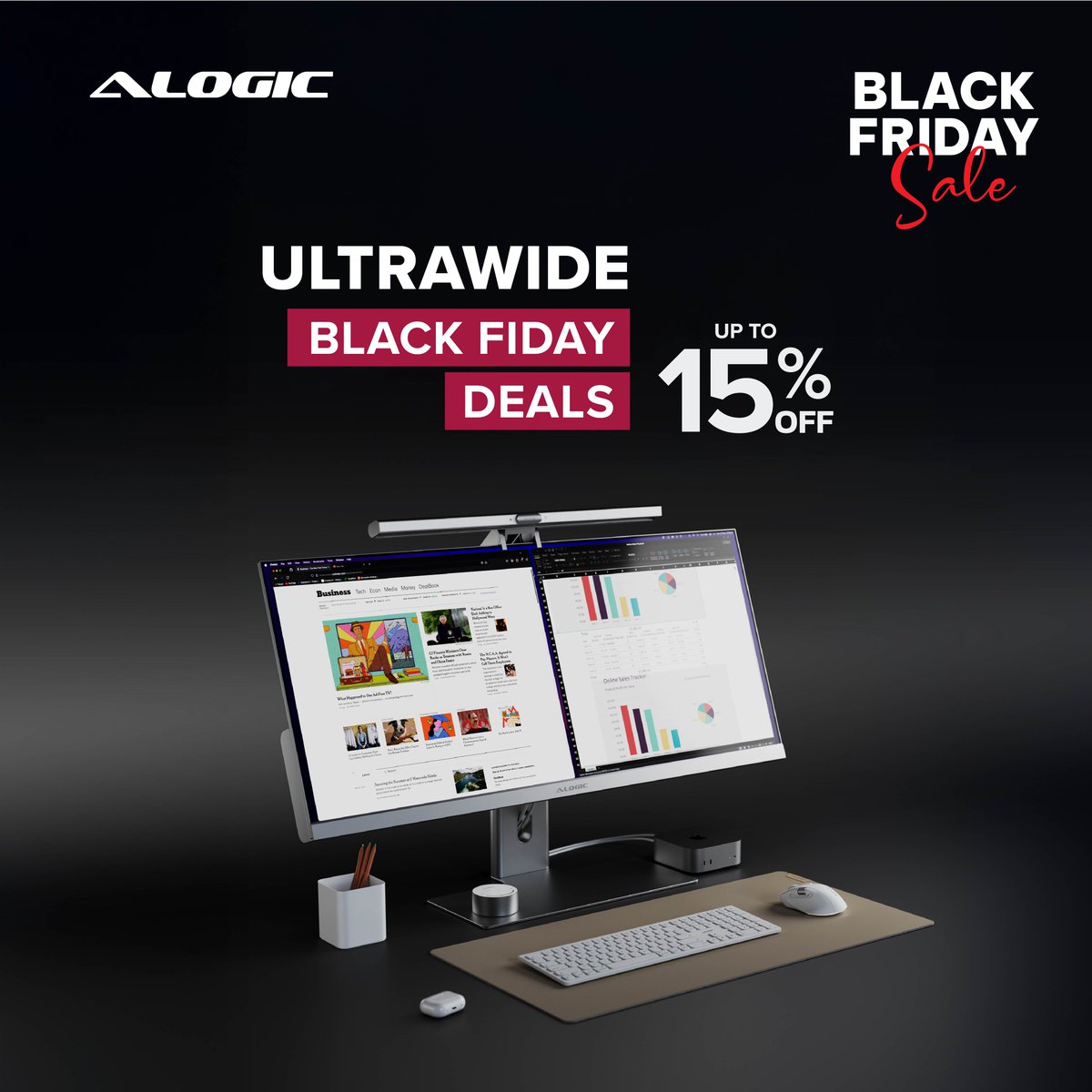 AlogicCorp's tweet image. Big screens. Bold savings. 💥

Black Friday brings ultra–good deals on our Ultrawide Monitors — shop before they disappear.

Explore- bit.ly/3YTm5EM

#ALOGIC #BlackFridaySale #TechEssentials #CreatorSetups