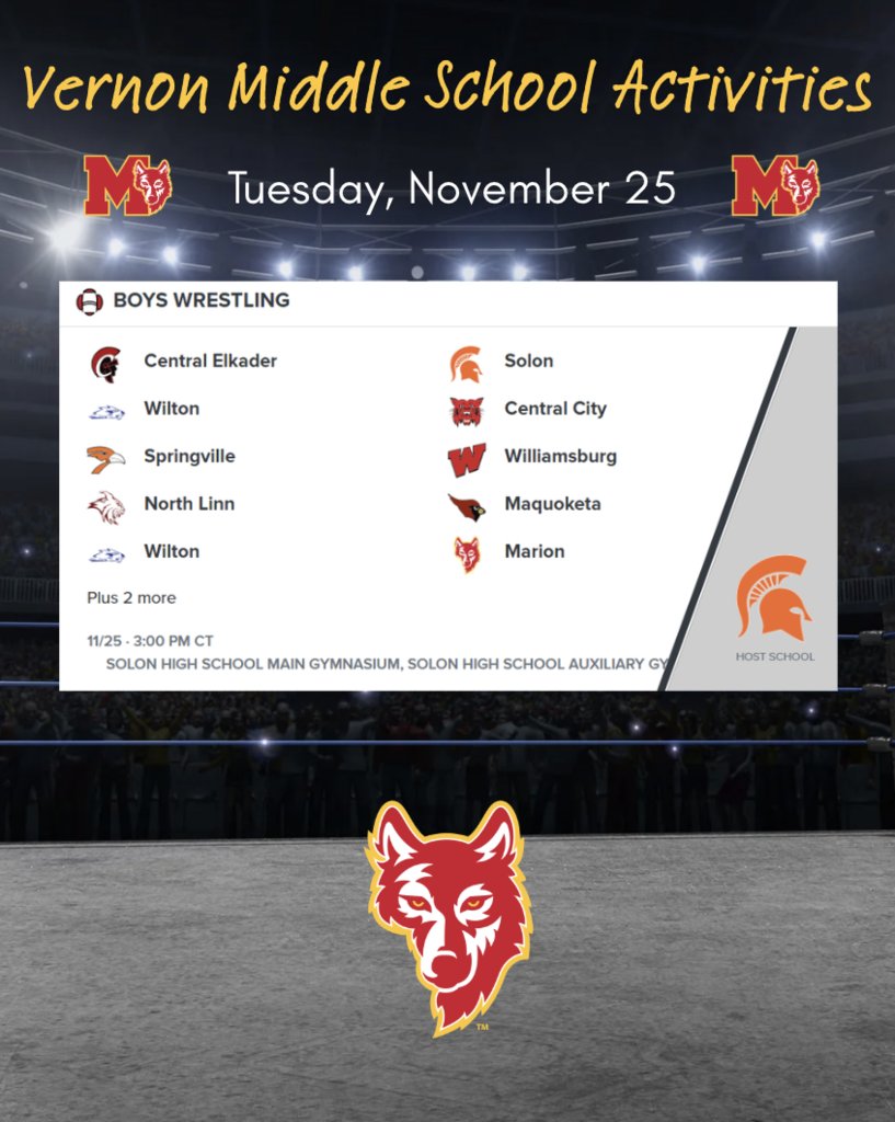 VMS Activities: Tuesday, November 25 - Boys Wrestling