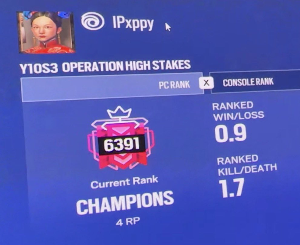 IPxpy's tweet image. -300 rollback still didn’t stop me from hitting champ with a 0.9 W/L #ate #periodt