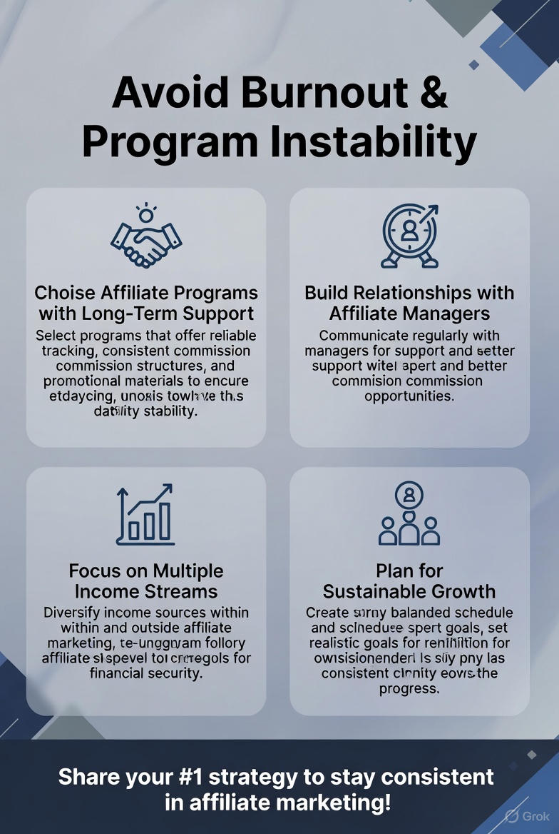 thewinnerstime's tweet image. Avoiding Burnout &amp;amp; Program Instability

⚡ Burnout alert! Affiliate programs can vanish fast.
✅ Choose stable programs
✅ Build affiliate relationships
✅ Multiple income streams
✅ Plan for sustainable growth
How do you stay consistent? 👇
#AffiliateMarketing #WorkSmart
