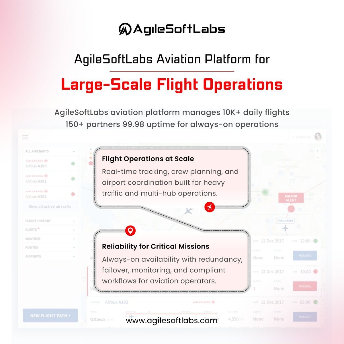 agilesoftlabs's tweet image. Aviation Platform Built for Reliability
Rails-based system handling 10k+ flights daily with 99.98% uptime, real-time tracking, crew planning &amp;amp; automated alerts.

👉 tinyurl.com/mrxk9pzr

#AviationTech #FlightOperations #AerospaceInnovation #AirTrafficManagement  #AgileSoftLabs