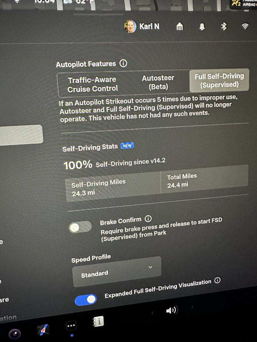 NinhKarl's tweet photo. Very happy with $TSLA FSD v14.2. 
I was pretty much 100% FSD since I got the car in July. https://t.co/qvecVGnNwU