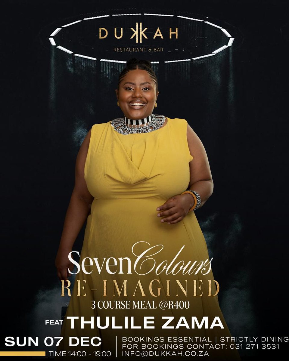 DUKKAH SUNDAY EXPERIENCE | ELEVATED Sunday 07 December at 15:00
Join Thulile Zama on vocals, Nomfundo Chumbane on keys and Thando Cele on bass Bookings essential: 031 271 3531 | info@dukkah.co.za
#heelsoverhead #Thulilezama #Nomfundochumbane #thandocele #dukkahsundayexperience