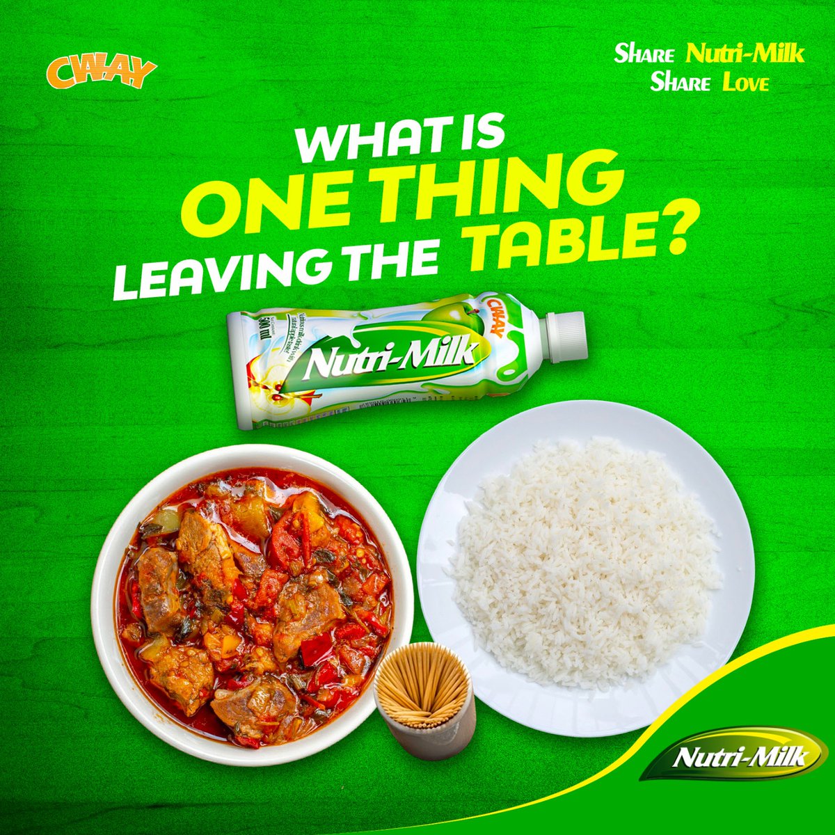 Imagine the table in front of you… now pick ONE thing leaving the table.
😋
Tag your friends and see what they will pick!

Let’s play this Fun game 🎉

#ShareNutriMilkShareLove #NutriMilk #TableGames