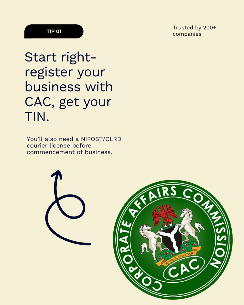 Venture_Reg's tweet image. Compliance isn&apos;t just words- it&apos;s necessary for smooth operations as a business looking to venture into the logistics industry.

From CAC incorporation to NIPOST licenses, FRSC permits, and CRFFN, we help you cover the essentials so you can avoid fines and penalties. 

Send us a…