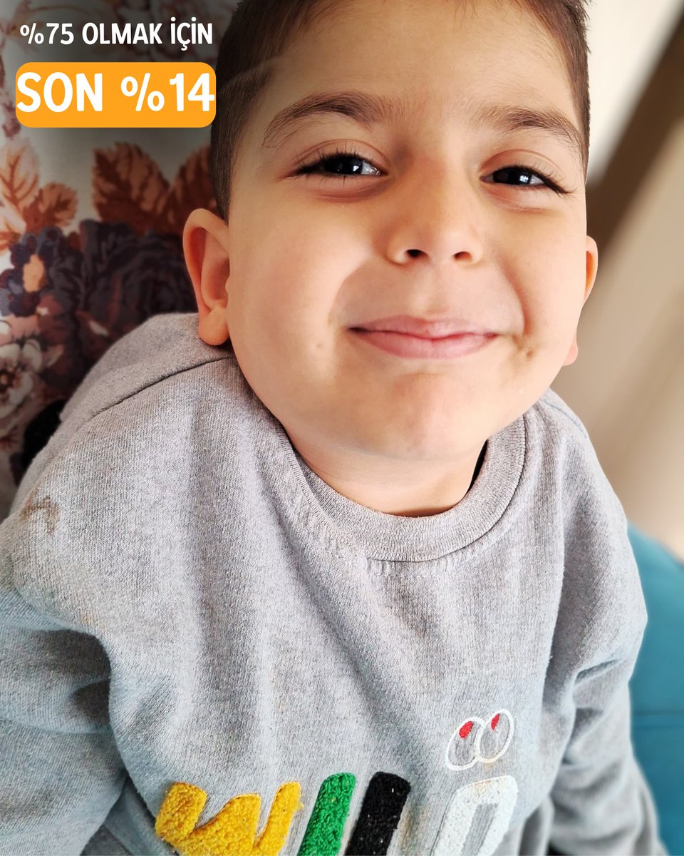 "Bu güzel gülüş yarım kalmasın... %75'e ulaşmak için son %14 Gelin, bir çocuğun kaderine dokunalım. Onun yarınlarını birlikte aydınlatalım. Çünkü umut, paylaşıldıkça büyüyor... Ve biz bugün, bu umuda her zamankinden daha çok ihtiyaç duyuyoruz 🤍🌼