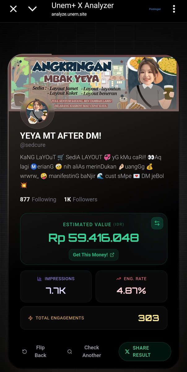 sedcure's tweet image. Akun jamet ini ternyata lumayan juga