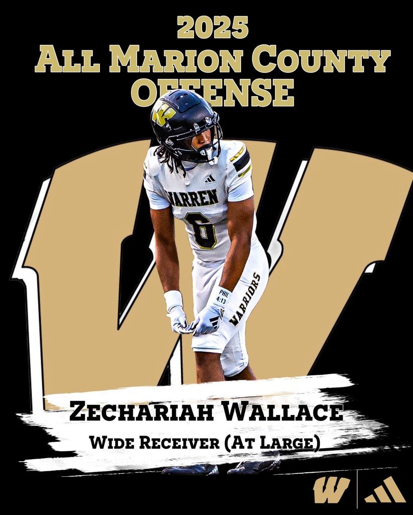 Congratulations to all the Warriors named to the All–Marion County team! Special shout-out to Head Coach JT Whitaker, the 2025 Marion County Coach of the Year, and #11 Jerimy Finch Jr., the 2025 Marion County Player of the Year! #PrideoftheEastside #WarrenWill