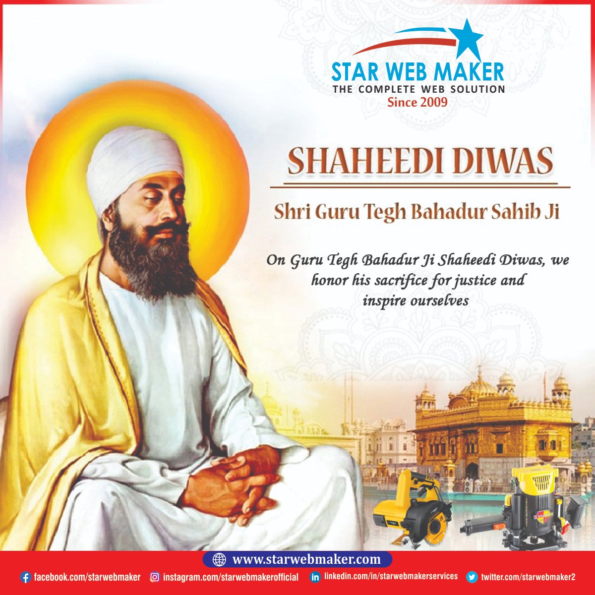 StarWebMaker2's tweet image. 🕊️ Shaheedi Diwas 🕊️
Today, we pay tribute to the supreme courage and sacrifice remembered on this sacred day. May the values of justice, compassion, and fearlessness continue to guide us and inspire our lives.🙏
🌐 starwebmaker.com
#ShaheediDiwas #Justice  #StarWebMaker