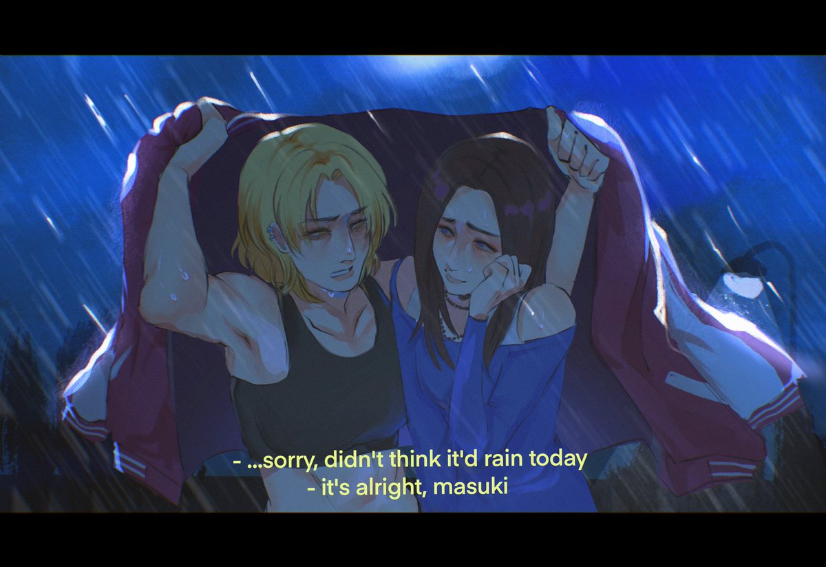 raychelltwt's tweet image. (repost cause quality was off) day 2 - rain ☔️

hopefully the colours dont blend in too much 🥲 masurei on a little date but it starts raining

#masureiweek2025 #reimasuweek2025