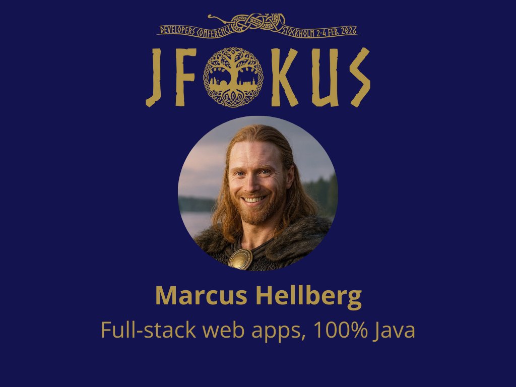 Jfokus's tweet image. 🟦 Full-stack Web Apps, 100% Java with @marcushellberg  (Vaadin).

One language. One stack. As Odin intended ⚡
👉 jfokus.se
#Jfokus #DeveloperConference #Java #Vaadin #SpringBoot #Fullstack #WebDevelopment