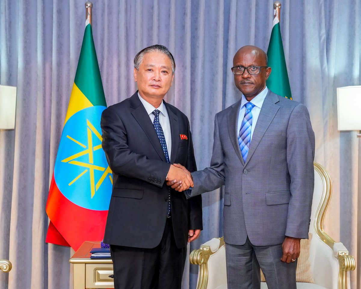 SMHaderaAbera's tweet image. I met with Sim Tong Guk, the Ambassador of the Democratic People’s Republic of Korea to Ethiopia, for a constructive discussion on our bilateral relations. We reviewed shared areas of interest and considered ways to further enhance cooperation and engagement between our two…