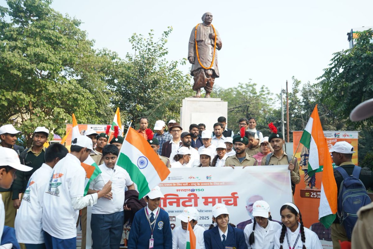nykpatna's tweet photo. MY Bharat, Patna, Bihar successfully organized the Sardar@150 Unity March under the inspiring leadership of Sh. Ravi Shankar Prasad ji, Hon’ble Member of Parliament, Patna Sahib and Sh. Suryakant Kumar, State Director, MY Bharat Patna. https://t.co/sR58EOZXX5