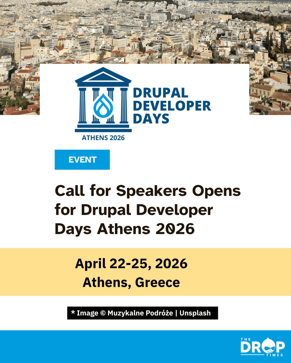 thedroptimes's tweet image. 📣 Call for speakers is OPEN for Drupal Dev Days @drupaldevdays  Athens 2026!

Submit your talk by Jan 14 across tracks like DevOps, CMS, or Community Health.

Free ticket for accepted speakers. Info: bit.ly/3KeUQ3o 

#DrupalDevDays #DrupalCommunity #WebDev #Symfony