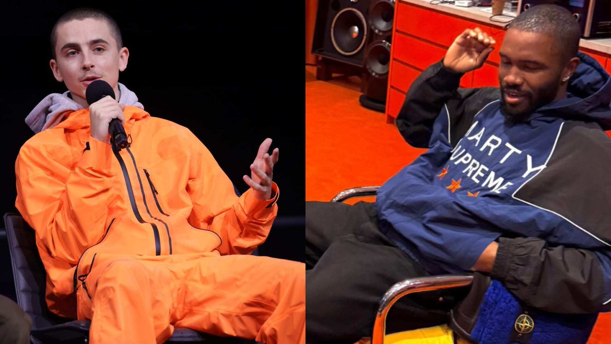 ComplexStyle's tweet image. Frank Ocean spotted in &apos;Marty Supreme&apos; jacket via Timothée Chalamet&apos;s Instagram. Read more: complex.com/style/a/tracew…