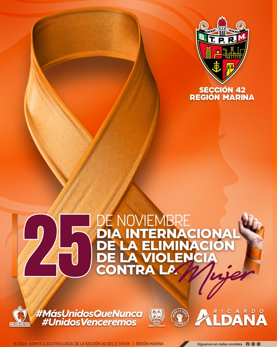 Seccion42_STPRM's tweet image. 25 de noviembre  |  Día de Internacional de la Eliminación de la Violencia contra la Mujer

En la Sección 42 del STPRM nos unimos al llamado mundial en el Día Internacional de la Eliminación de la Violencia contra la Mujer.

Reafirmamos nuestro compromiso con la construcción de…
