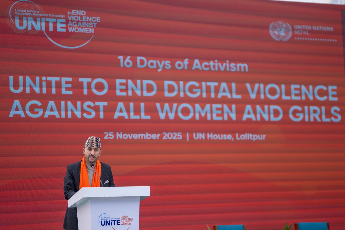 UN_Nepal's tweet image. With nearly 1 in 3 women🌏facing violence,today we launched #16DaysofActivism with Hon. @jagdishkharel1 Minister @Hello_MoCIT &amp;amp; partners affirming #DigitalViolenceIsRealViolence &amp;amp; calling to end #DigitalViolence &amp;amp; UNiTE for safer, more respectful digital spaces for women &amp;amp; girls.