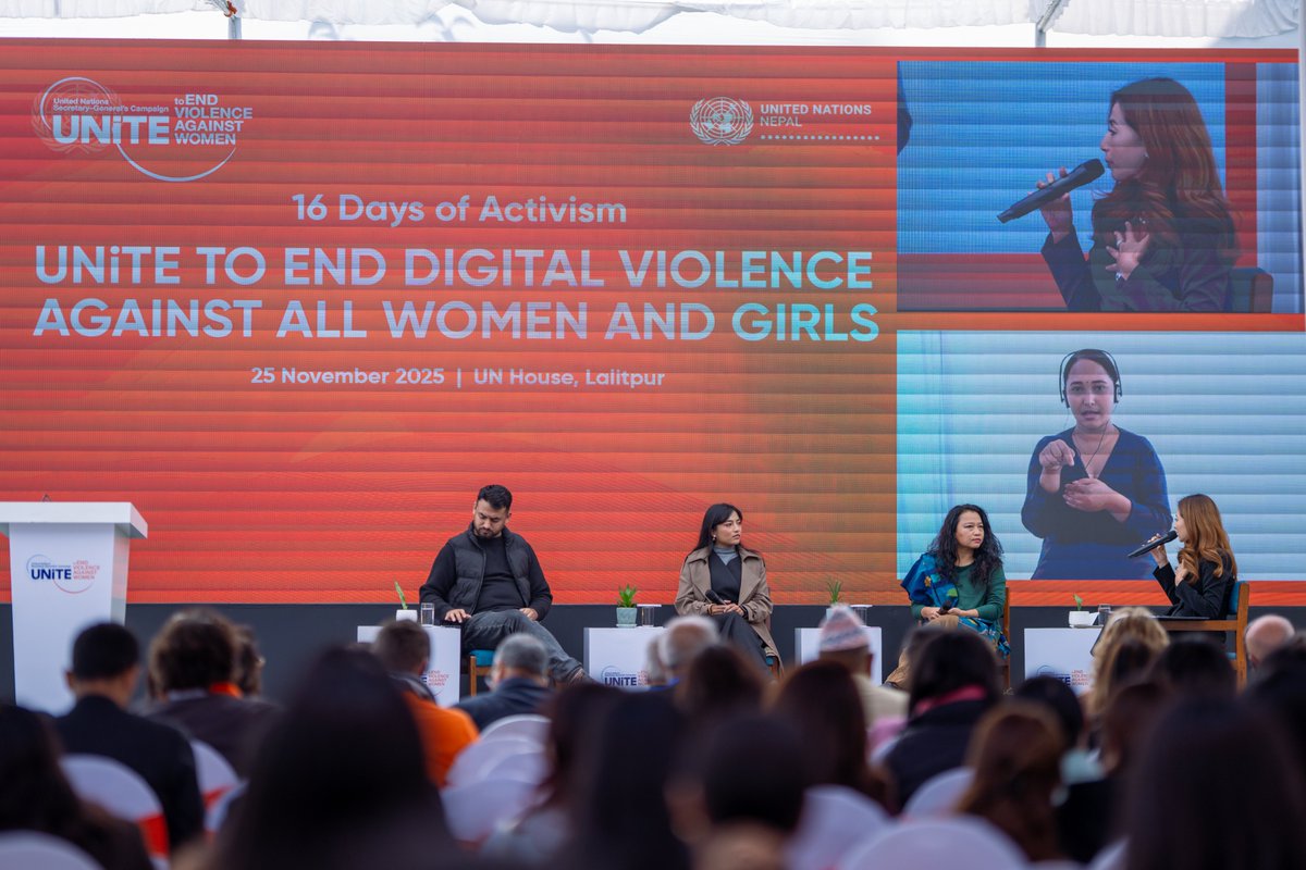 UN_Nepal's tweet image. With nearly 1 in 3 women🌏facing violence,today we launched #16DaysofActivism with Hon. @jagdishkharel1 Minister @Hello_MoCIT &amp;amp; partners affirming #DigitalViolenceIsRealViolence &amp;amp; calling to end #DigitalViolence &amp;amp; UNiTE for safer, more respectful digital spaces for women &amp;amp; girls.
