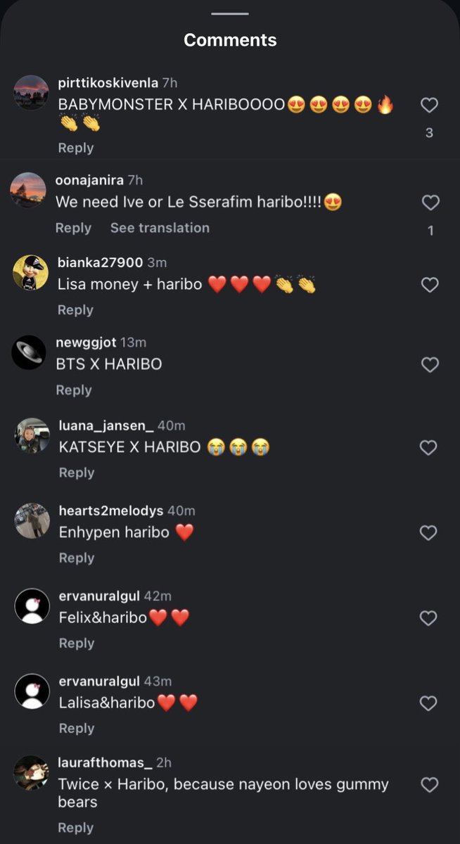 GENIUS9N's tweet image. Please leave positive comments under Jennie&apos;s post on Haribo&apos;s Instagram post, comments are full of non Jennies..