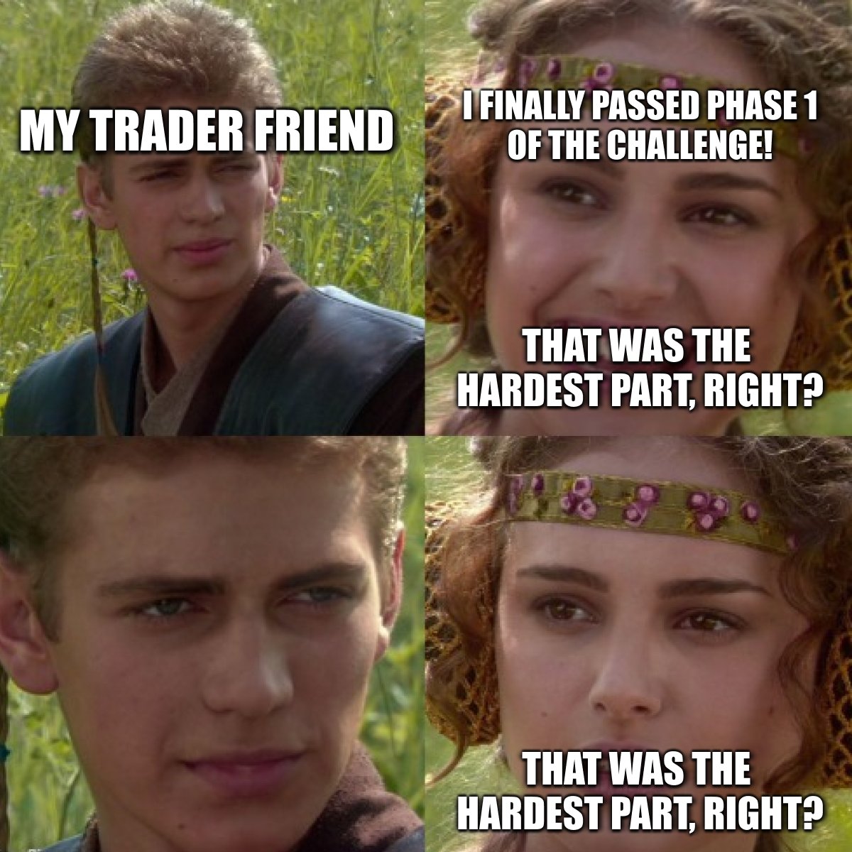 HolaPrimeGlobal's tweet image. When you finally pass Phase 1 and think it’s all smooth sailing… every trader knows the REAL challenge just began. 😂💸 

#TradingMemes #PropTrading #TraderJourney #HolaPrime