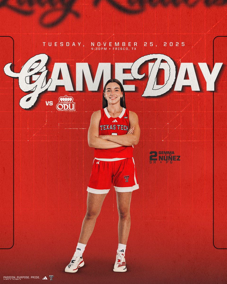 LadyRaiderWBB's tweet image. Hoopfest Challenge time. 

🆚 Old Dominion 
⏰ 4:30 PM
📍 Frisco, TX
📺 wreckem.co/3Xg2JZm
📊 wreckem.co/482QOo0
📻 wreckem.co/4hBR9Rw
🎟️ wreckem.co/4ij6xm0

#WreckEm