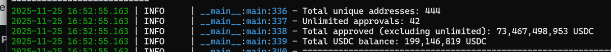 0xWalker1337's tweet photo. @n3xttt 200m usdc total balance of wallets that pre approved https://t.co/2PKHKT48IM
